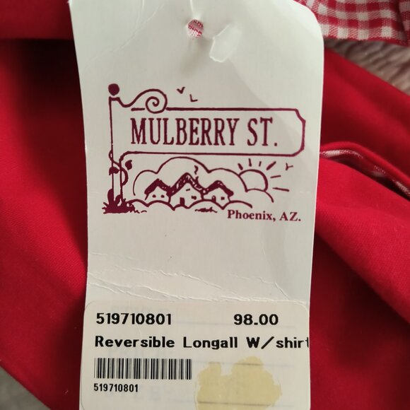 NWT Boys' Red & White Gingham Reversible Christmas Longall Outfit Size 24 - Picture 13 of 13